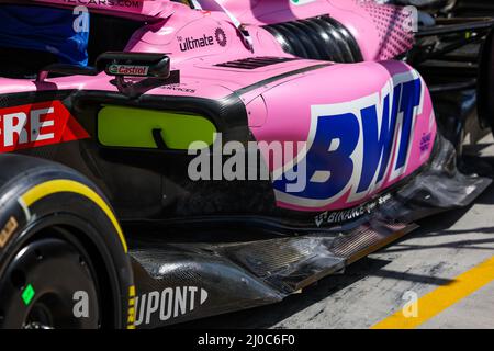 Alpine F1 Team A522, mechanical detail of the sidepod during the Formula 1 Gulf Air Bahrain Grand Prix 2022, 1st round of the 2022 FIA Formula One World Championship, on the Bahrain International Circuit, from March 18 to 20, 2022 in Sakhir, Bahrain - Photo: Florent Gooden/DPPI/LiveMedia Stock Photo