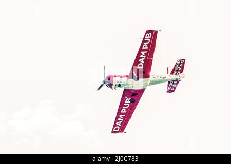 Toronto, Ontario, Canada - September 4, 2021: Gord Price in his Dam Pub plane (Yak-50) performing in the Toronto International Airshow Stock Photo
