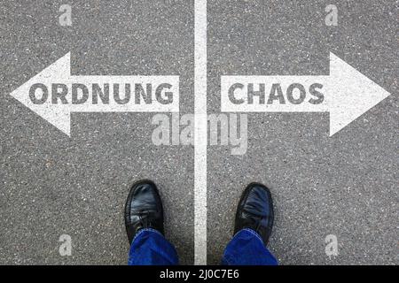 Chaos order at work office businessman business concept success Stock Photo