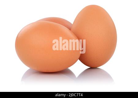 Brown eggs fresh cropped isolated Stock Photo