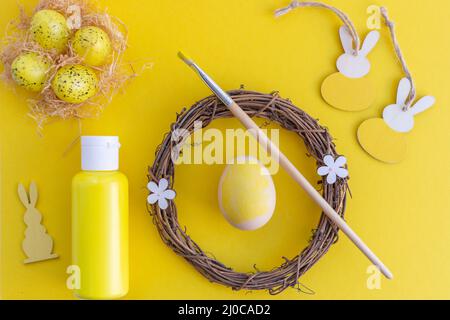 Spring and easter decorations handmade craft Stock Photo