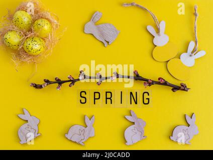 Spring and easter decorations handmade craft Stock Photo
