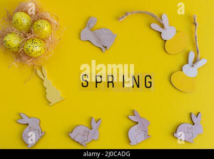 Spring and easter decorations handmade craft Stock Photo