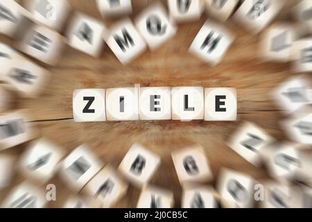 Goals target achieve new set success strategy future cube business concept Stock Photo