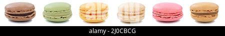 Macarons macaroons cookies collection dessert dessert from France in a row clipping frames Stock Photo