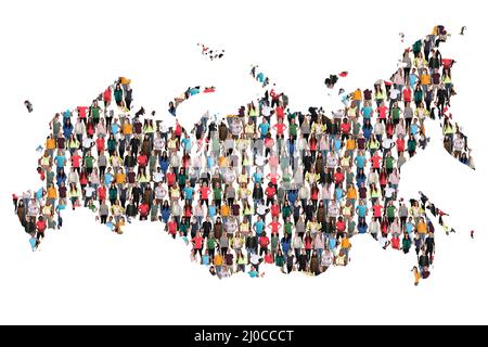 Russia map people people group people group multicultural Stock Photo