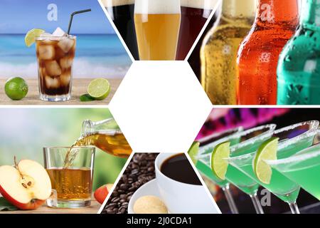 Drinks map drink card collection collage drink restaurant bar Stock Photo
