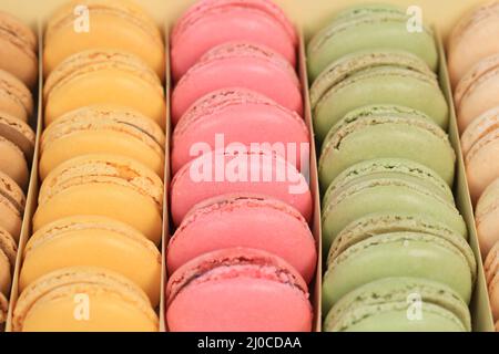 Macarons Macaroons cookies dessert in box from France Stock Photo