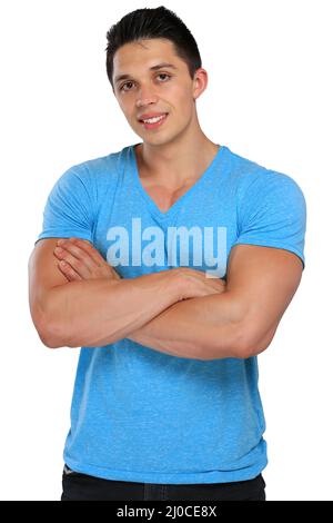 Portrait young man young with folded arms crop Stock Photo
