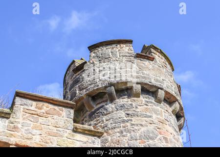 Turret on the entrance gate to Hawarden Park Stock Photo