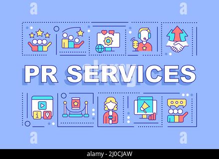PR services word concepts purple banner Stock Vector