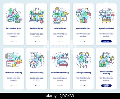 Land management onboarding mobile app screen set Stock Vector