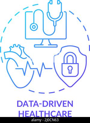 Data-driven healthcare blue gradient concept icon Stock Vector