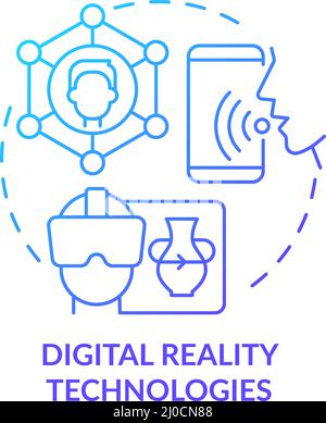 Digital reality technologies blue gradient concept icon Stock Vector
