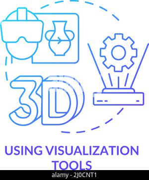 Using visualization tools blue gradient concept icon Stock Vector