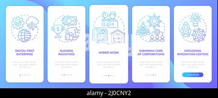 Trends in enterprise blue gradient onboarding mobile app screen Stock Vector