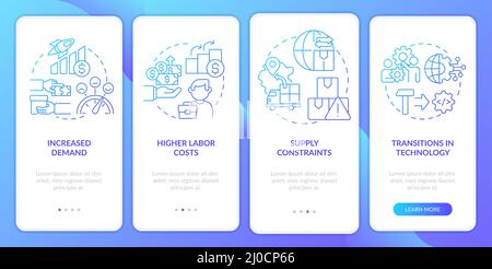 Macro trends in economy blue gradient onboarding mobile app screen Stock Vector