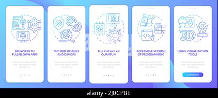 Macro trends in technology blue gradient onboarding mobile app screen Stock Vector