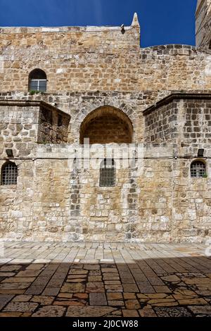 Main entrance Church of the Holy Sepulchre. Stock Photo