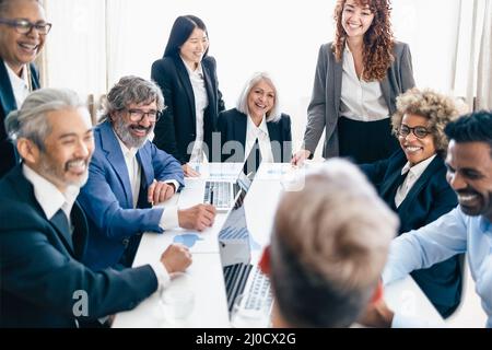 Multiracial business people working together in modern office - Entrepreneurship concept Stock Photo