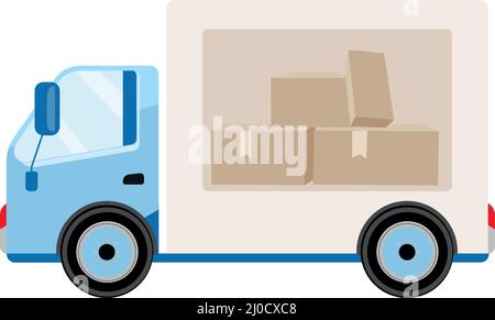 Vehicle for packages delivery semi flat color vector object Stock Vector