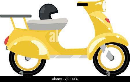 Yellow motor scooter semi flat color vector object Stock Vector