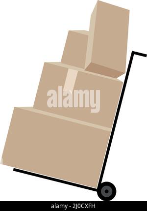 Trolley with parcels semi flat color vector object Stock Vector
