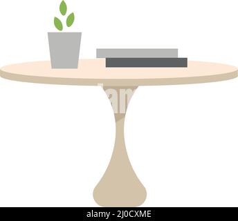 Elegant wooden table with houseplant and books semi flat color vector object Stock Vector