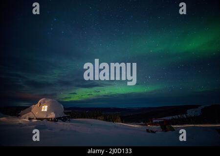 Northern Lights, Aurora, Borealis Basecamp, Fairbanks, Alaska Stock Photo