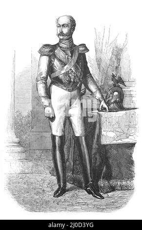 Portrait of The Emperor Nicholas of Russia; Black and White Illustration