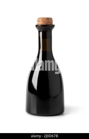 Glass bottle with traditional Italian Balsamic vinegar isolated on white background Stock Photo
