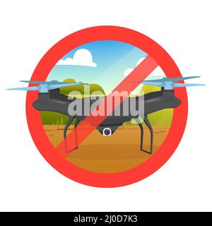 No drone zone sign flights with drone prohibited Stock Vector