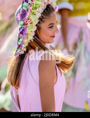 Madeira Flower Festival Dancers Stock Photo