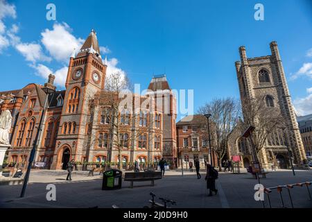 Reading Town Hall and Town Square Stock Photo