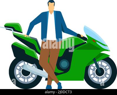 Characters riding motorcycles and scooters, motorbike riders. Men and women driving motorcycles, delivery man on scooter vector set. People on vehicles wearing helmets, having trips Stock Vector