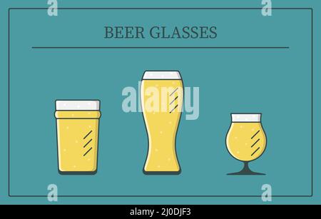 beer glasses type vector illustration Stock Vector