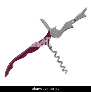 multifunctional multitool opener in the open state isolated on a white background Stock Photo