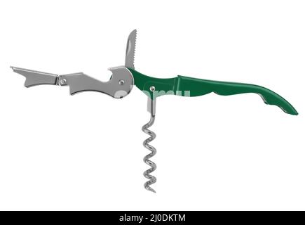 multifunctional multitool opener in the open state isolated on a white background Stock Photo