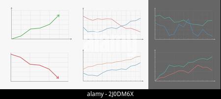 linear chart graph set vector illustration Stock Vector
