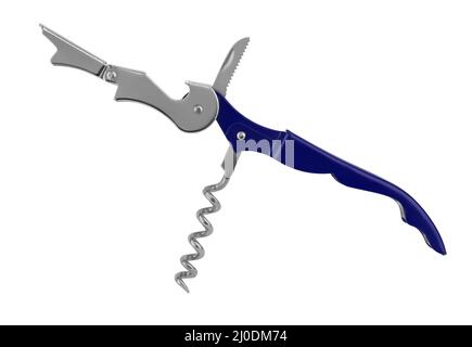 multifunctional multitool opener in the open state isolated on a white background Stock Photo