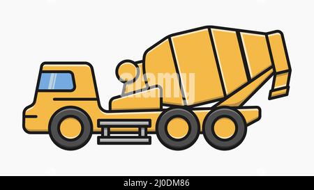 concrete mixer truck construction machine vector flat illustration Stock Vector