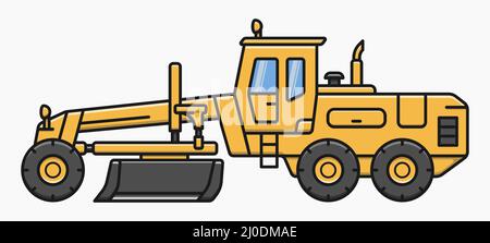 grader construction machine vector flat illustration Stock Vector