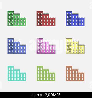 apartment building vector iscons illustration Stock Vector