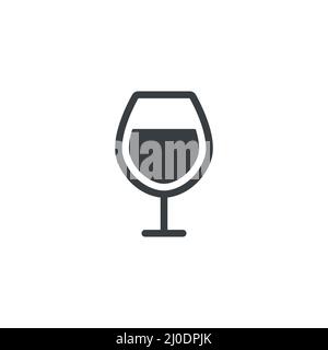 Glass icon. Cocktail drink symbol. Wineglass pictogram. Black beverage silhouette. Stock Vector