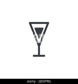 Glass icon. Cocktail drink symbol. Wineglass pictogram. Black beverage silhouette. Stock Vector