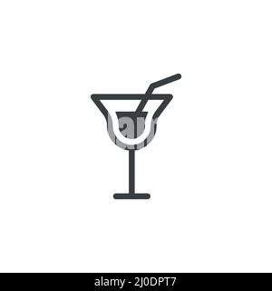 Glass icon. Cocktail drink symbol. Wineglass pictogram. Black beverage silhouette. Stock Vector