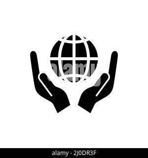 Globe and human hands icon. Vector illustration isolated Stock Vector