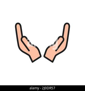 Hand gesture icon. Giving hand sign. Arm silhouette. Vector illustration isolated on white. Stock Vector