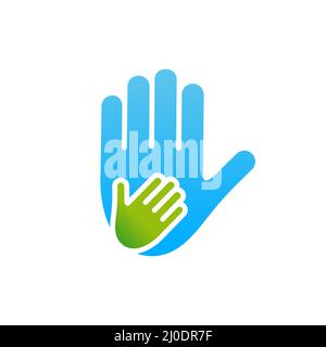 Mother and child hand icon. Help symbol. World Father Day concept. Stock Vector