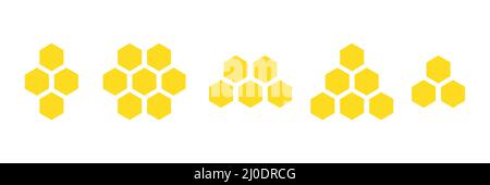 Honeycomb shape in line shape. Hexagon elements set. Stock Vector